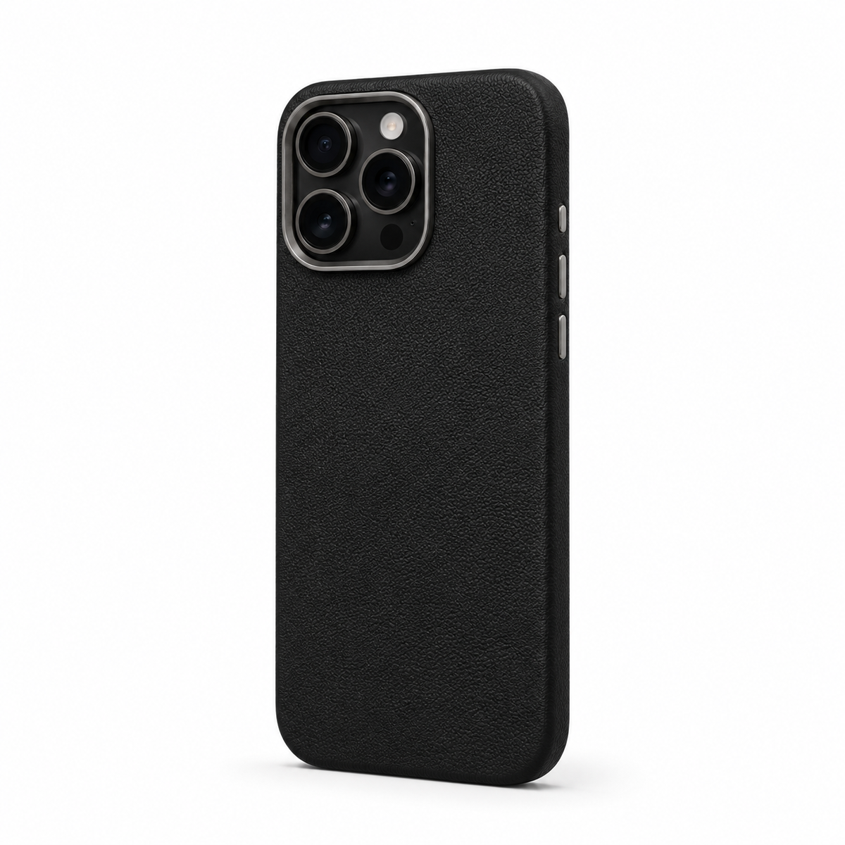 CaseBear Leather Case for iPhone 15 Pro Max Midnight Black - front view