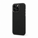 CaseBear Leather Case for iPhone 16 Pro Midnight Black - front view