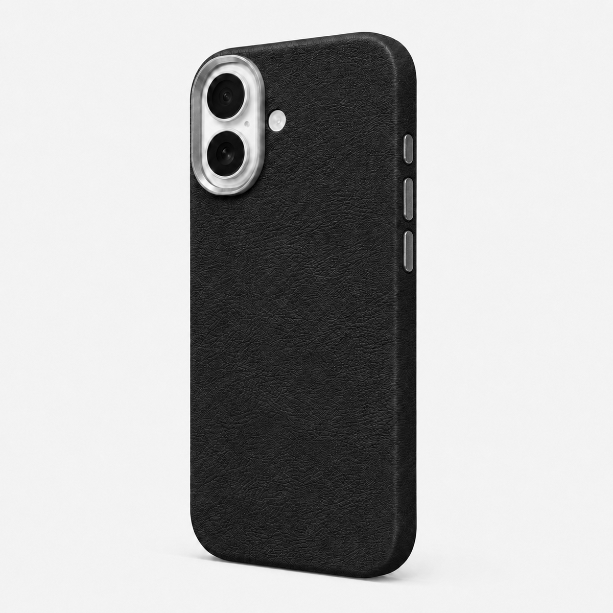 CaseBear Leather Case for iPhone 16 Midnight Black - front view