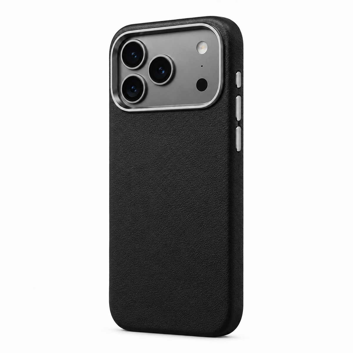 CaseBear Leather Case for iPhone 17 Pro Max Midnight Black - front view