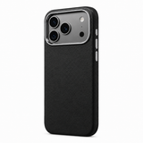 CaseBear Leather Case for iPhone 17 Pro Max Midnight Black - front view