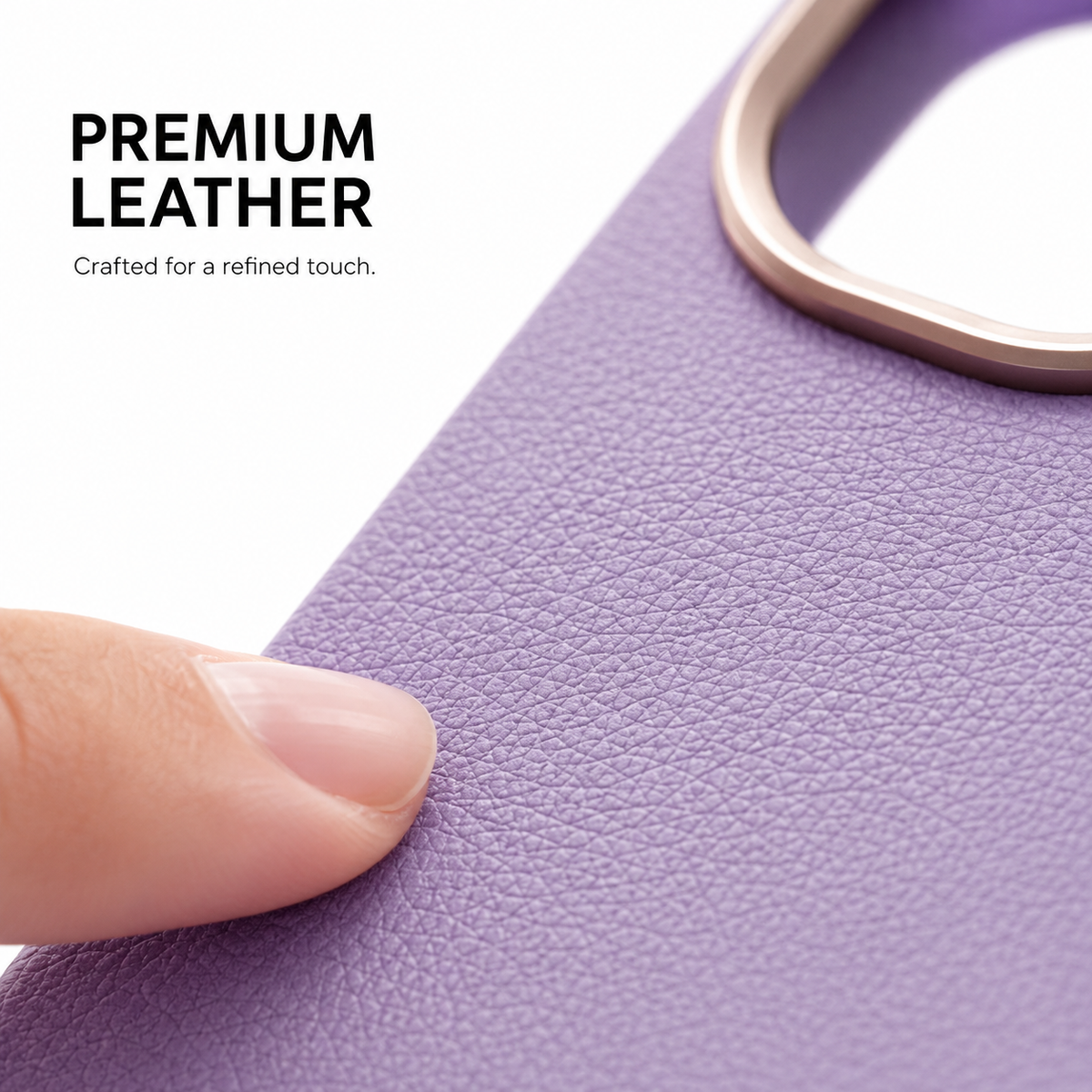 CaseBear Leather Case for iPhone 17 Royal Purple - premium leather texture detail
