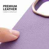 CaseBear Leather Case for iPhone 17 Royal Purple - premium leather texture detail