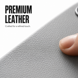 CaseBear Leather Case for iPhone 17 Pro Grey - premium leather texture detail