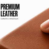 CaseBear Leather Case for iPhone 17 Classic Brown - premium leather texture detail