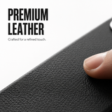 CaseBear Leather Case for iPhone 17 Pro Midnight Black - premium leather texture detail