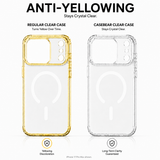 CaseBear Anti-Yellow Clear Case for iPhone 17 Pro with Sensor Flash Guard - anti-yellowing clarity comparison