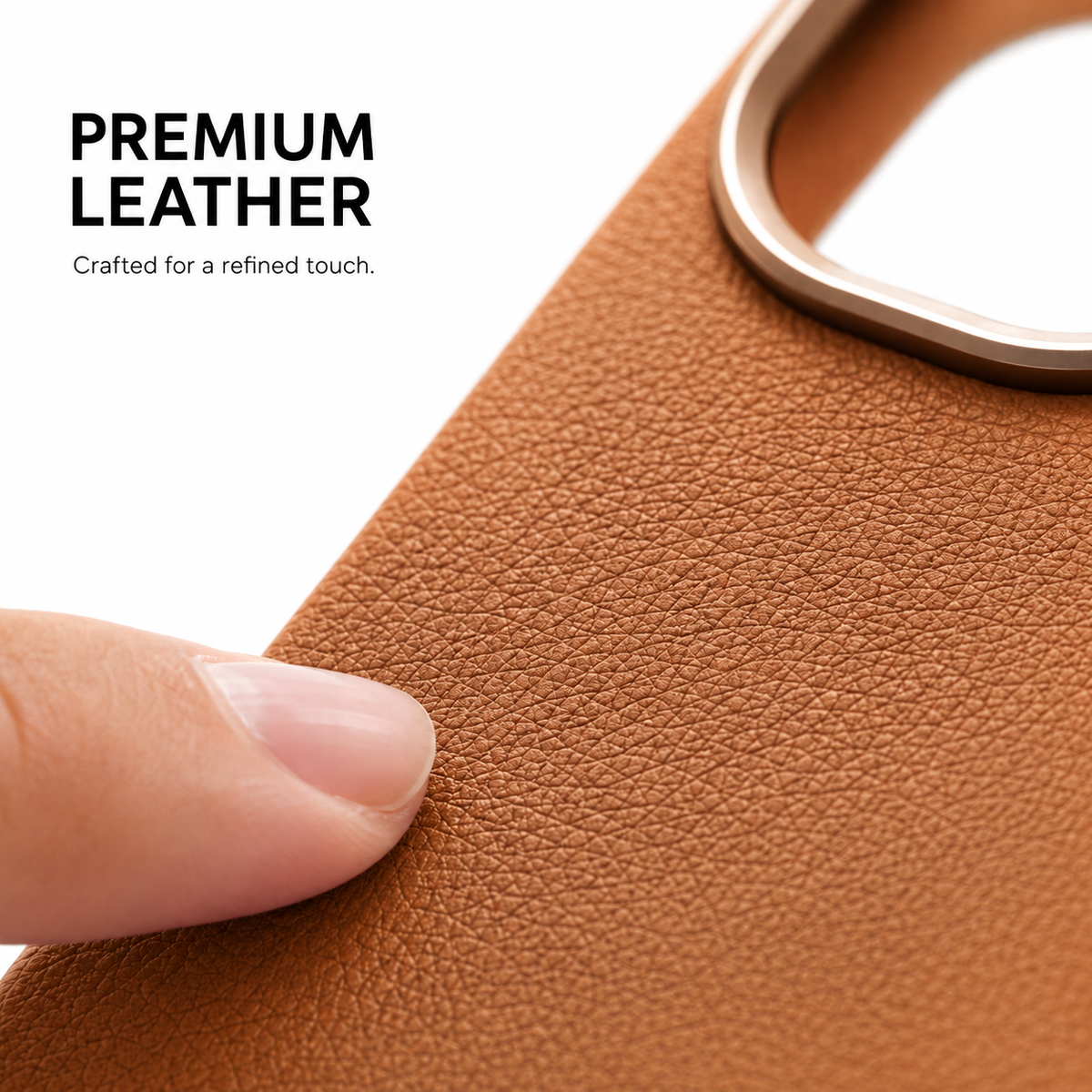 CaseBear Leather Case for iPhone 13 Classic Brown - premium leather texture detail