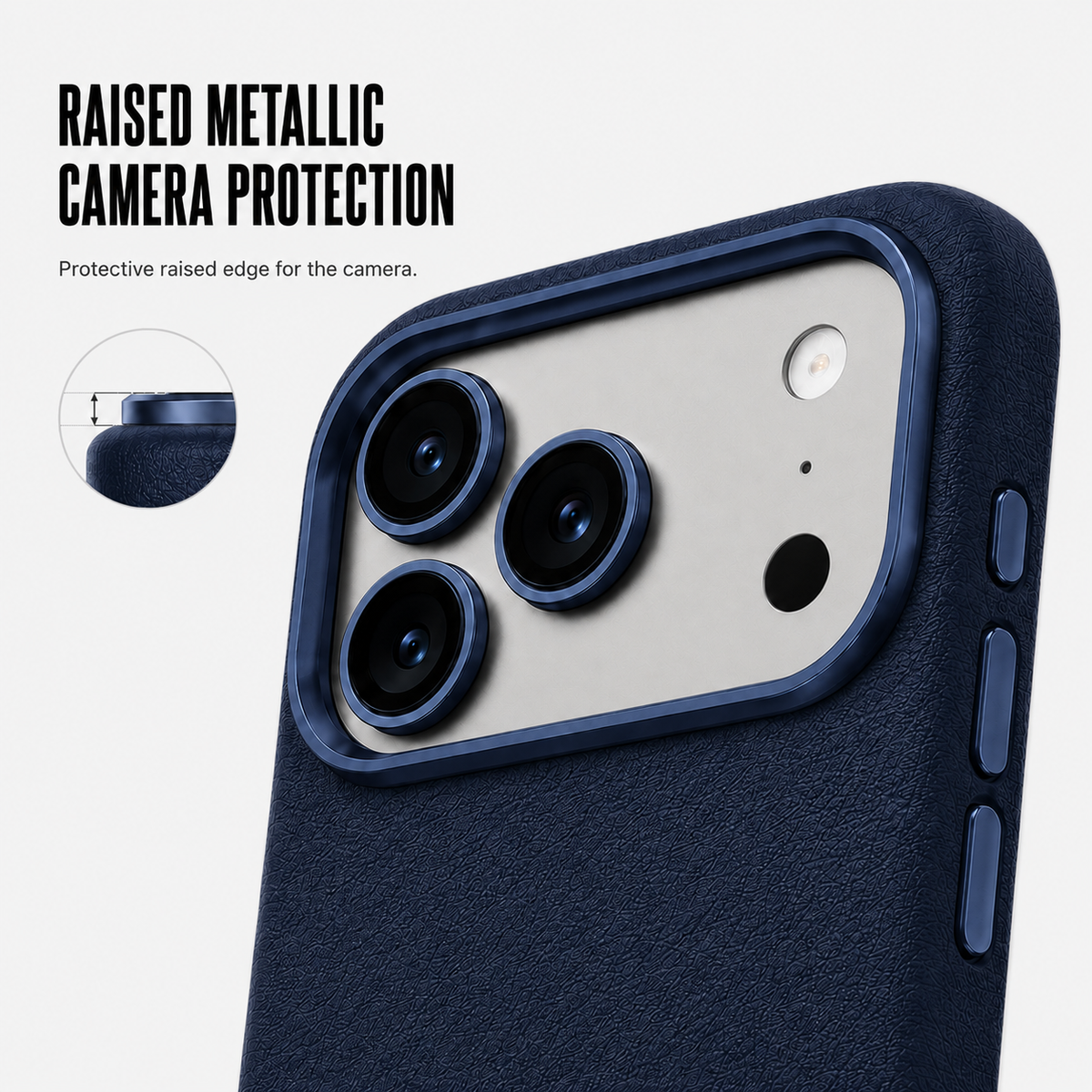 CaseBear Leather Case for iPhone 17 Pro Max Deep Blue - slim side profile