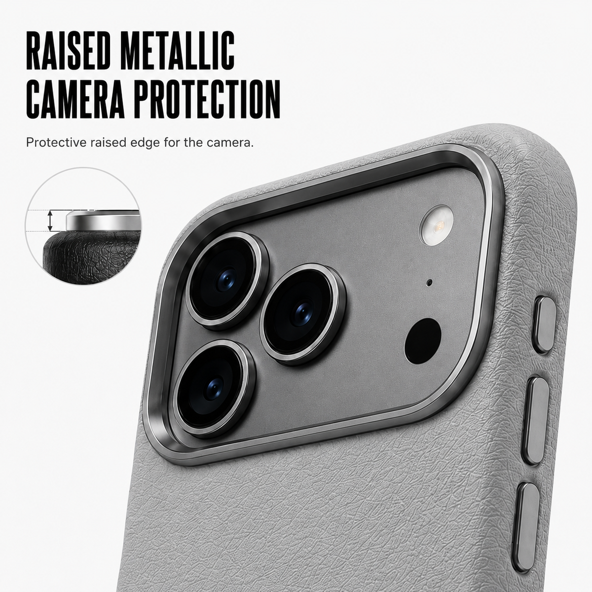 CaseBear Leather Case for iPhone 17 Pro Grey - slim side profile