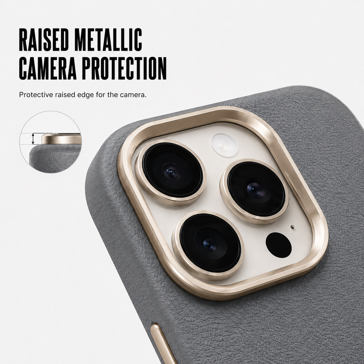 CaseBear Leather Case for iPhone 16 Pro Grey - slim side profile