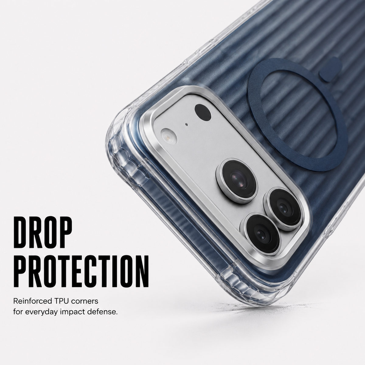 CaseBear Ribbed MagSafe Case for iPhone 17 Pro Deep Blue - MagSafe ring detail