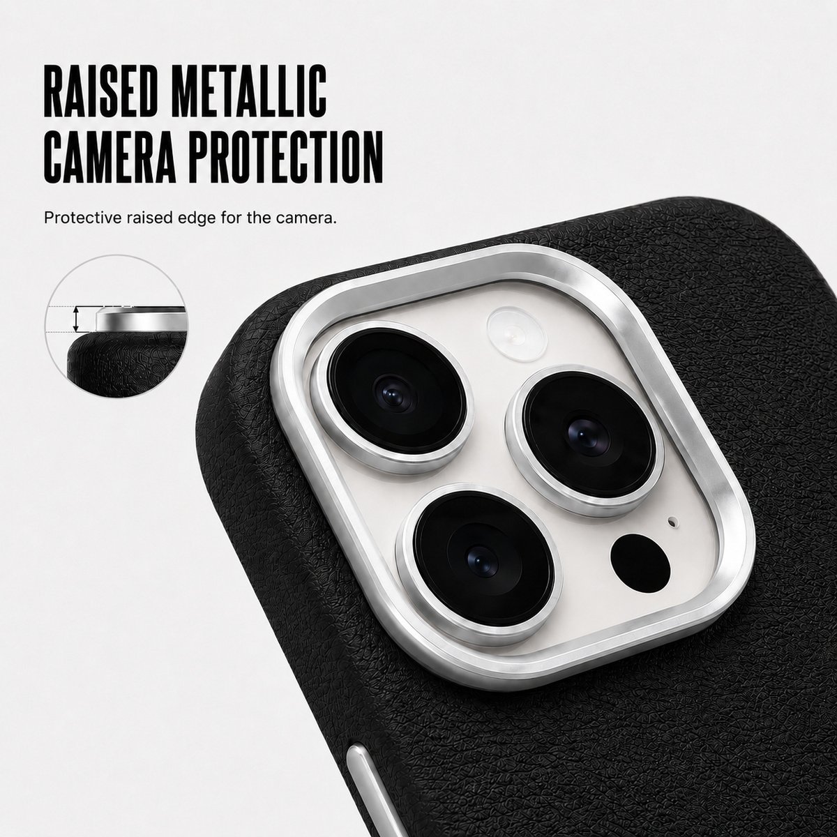 CaseBear Leather Case for iPhone 15 Pro Max Midnight Black - slim side profile