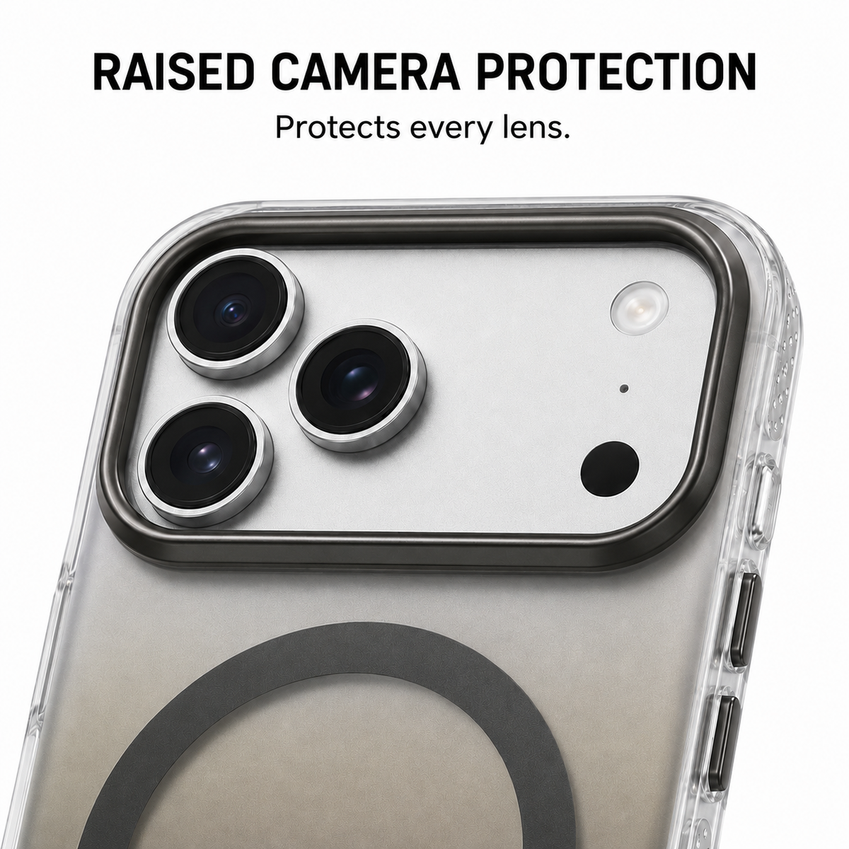 CaseBear Gradient MagSafe Case for iPhone 17 Pro Grey - metallic button detail