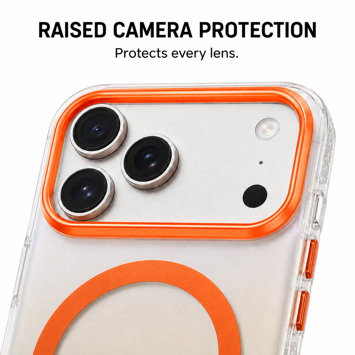 CaseBear Gradient MagSafe Case for iPhone 17 Pro Orange - metallic button detail