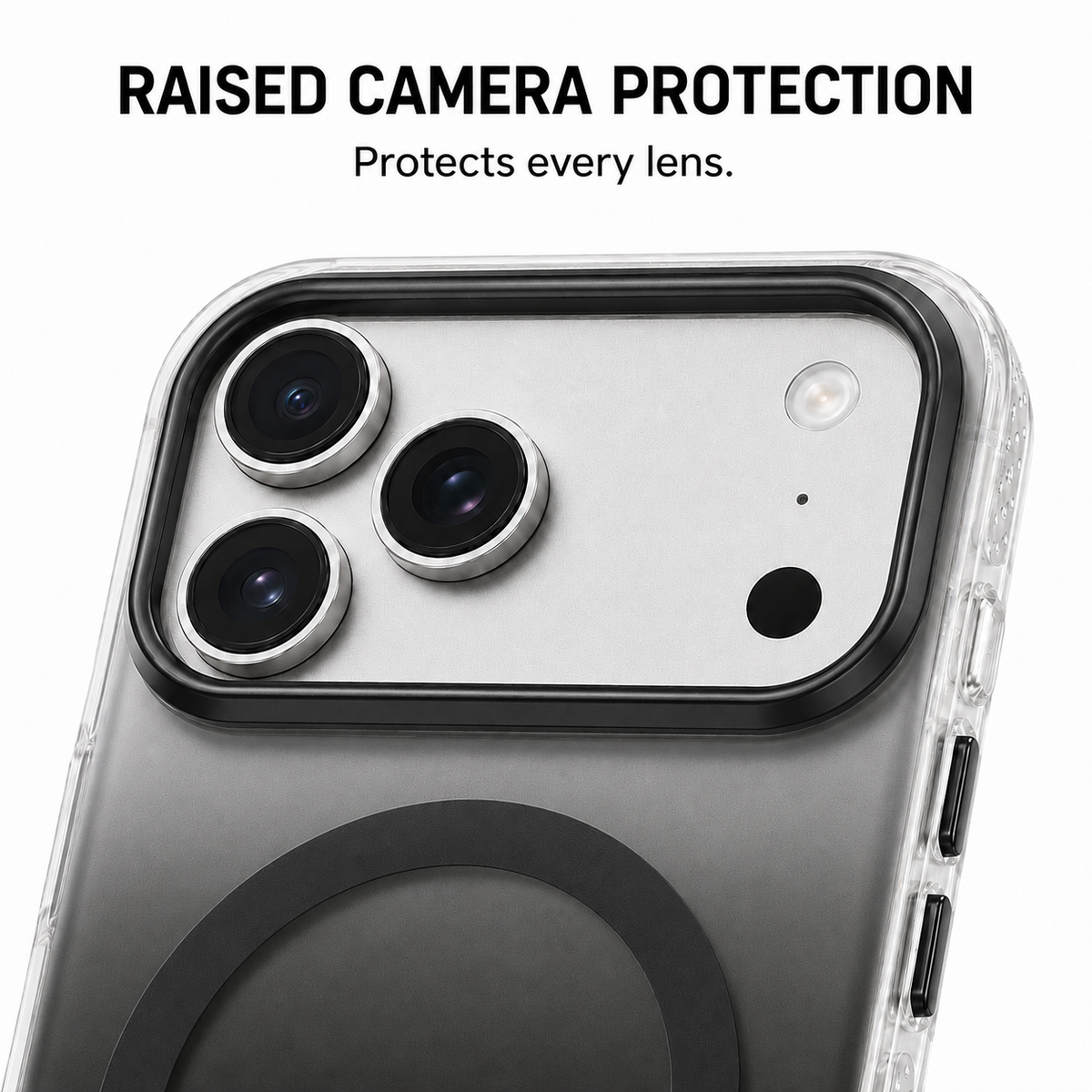 CaseBear Gradient MagSafe Case for iPhone 17 Pro Max Black - metallic button detail