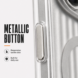 CaseBear Ribbed MagSafe Case for iPhone 17 Pro Max Silver - metallic button detail