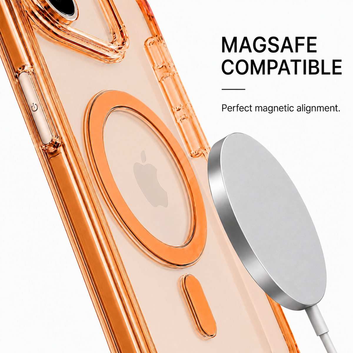 CaseBear Anti-Yellow Clear Case for iPhone 17 Pro Orange - MagSafe alignment detail