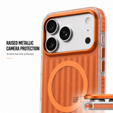 CaseBear Ribbed MagSafe Case for iPhone 17 Pro Orange - metallic button detail