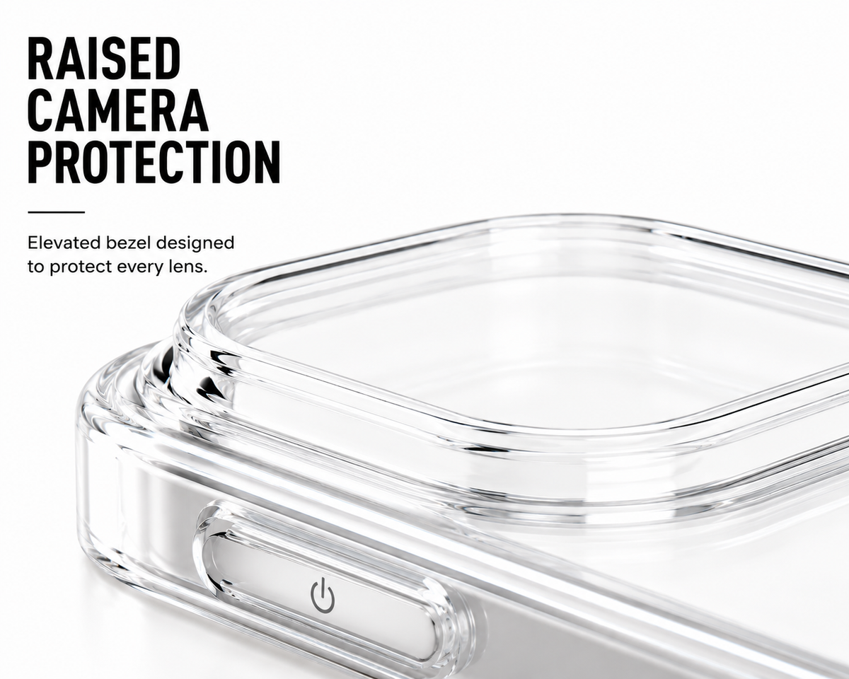 CaseBear Anti-Yellow Clear Case for iPhone 17 Pro Max - raised camera protection detail