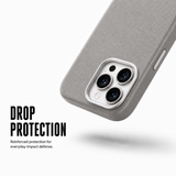 CaseBear Leather Case for iPhone 15 Pro Max Grey - raised camera protection detail