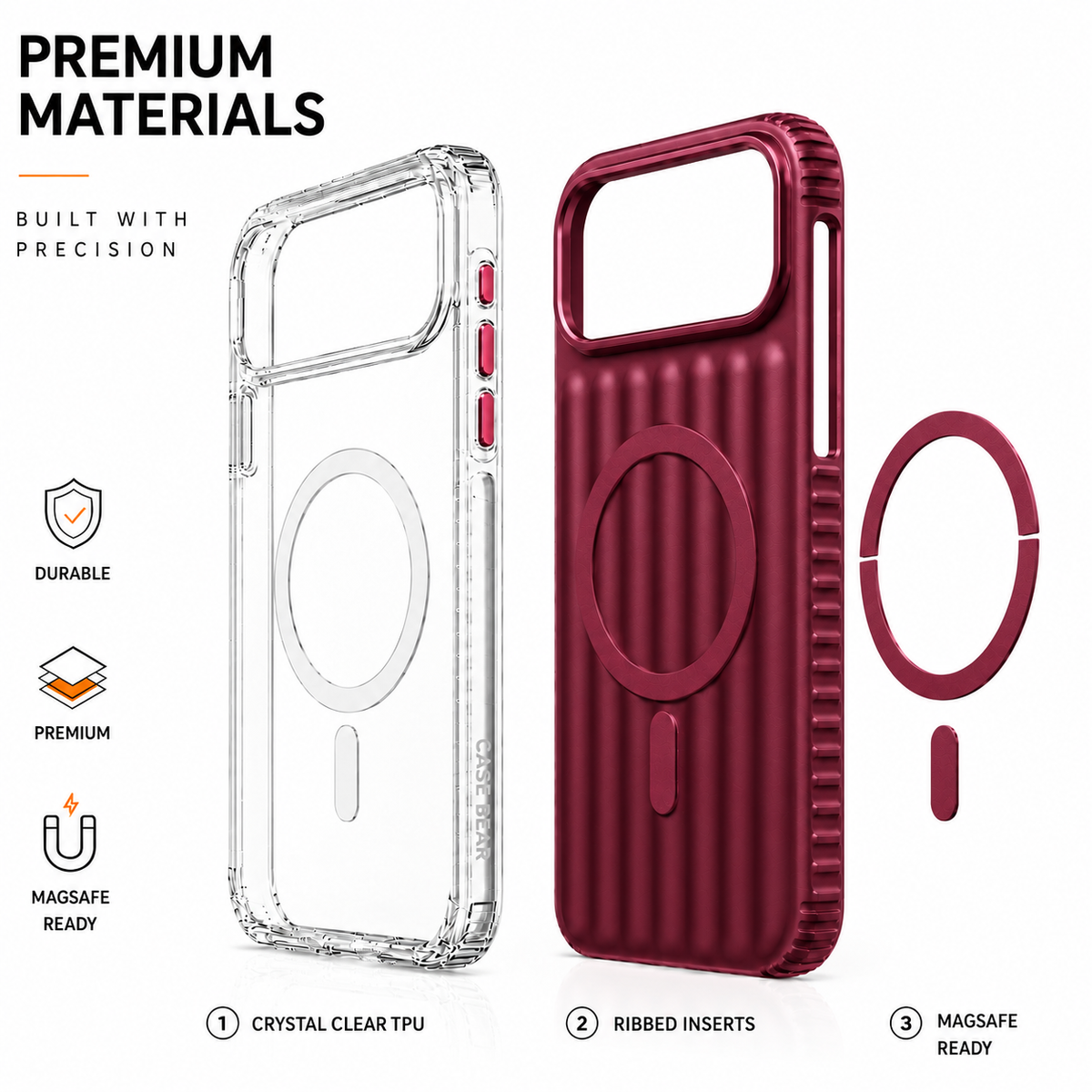 CaseBear Ribbed MagSafe Case for iPhone 17 Pro Max - Burgundy