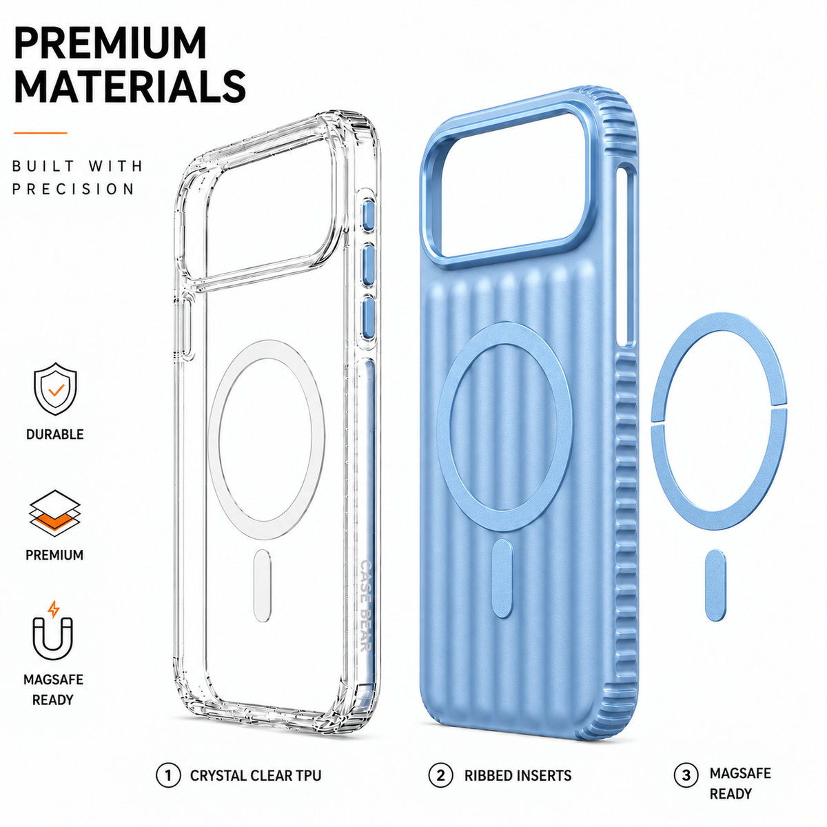 CaseBear Ribbed MagSafe Case for iPhone 17 Pro - Glacier