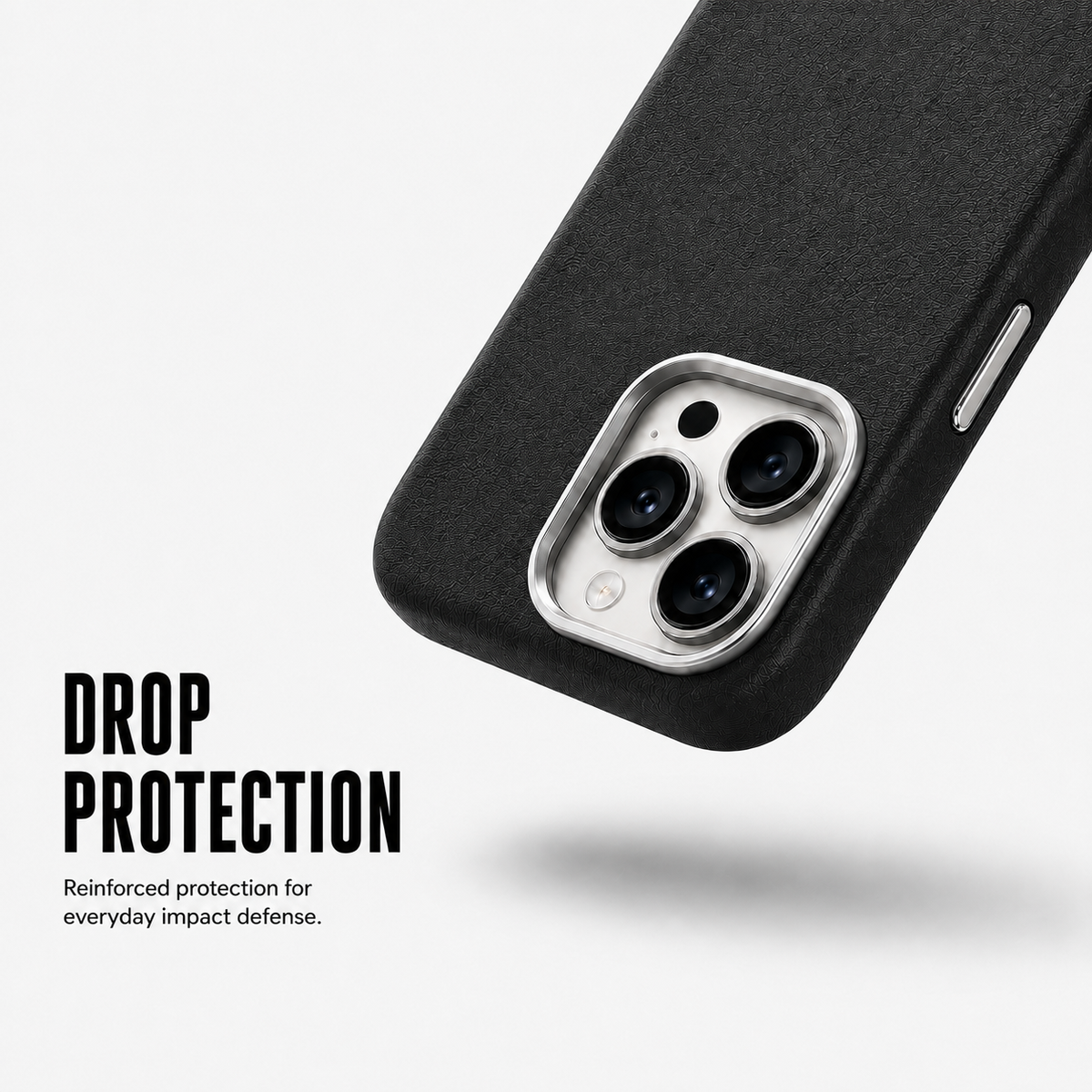 CaseBear Leather Case for iPhone 16 Pro Max Midnight Black - raised camera protection detail