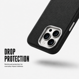 CaseBear Leather Case for iPhone 16 Pro Max Midnight Black - raised camera protection detail