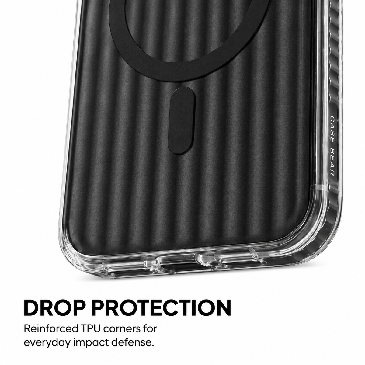 CaseBear Ribbed MagSafe Case for iPhone 16 Pro Max Black - raised camera protection detail
