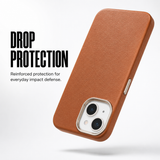 CaseBear Leather Case for iPhone 14 Classic Brown - raised camera protection detail