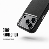 CaseBear Leather Case for iPhone 17 Pro Max Midnight Black - raised camera protection detail