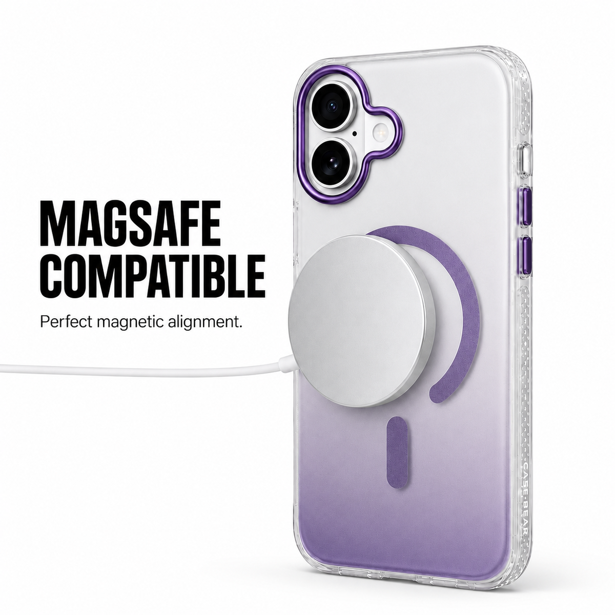 CaseBear Gradient MagSafe Case for iPhone 17 Light Purple - raised camera protection detail
