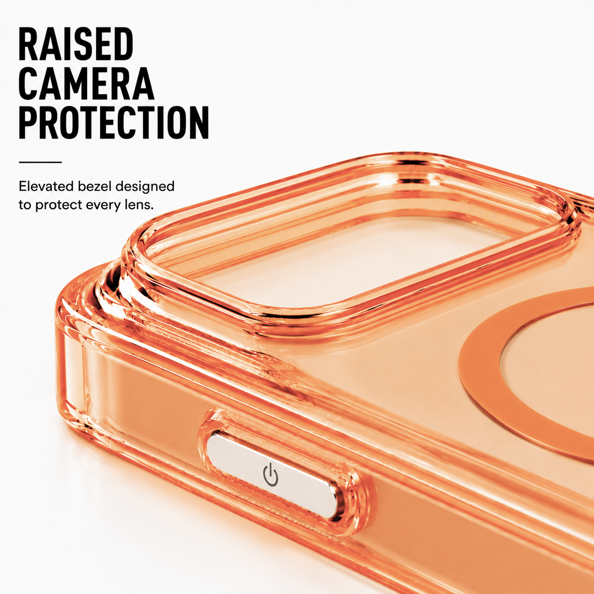 CaseBear Anti-Yellow Clear Case for iPhone 17 Pro Orange - raised camera protection detail