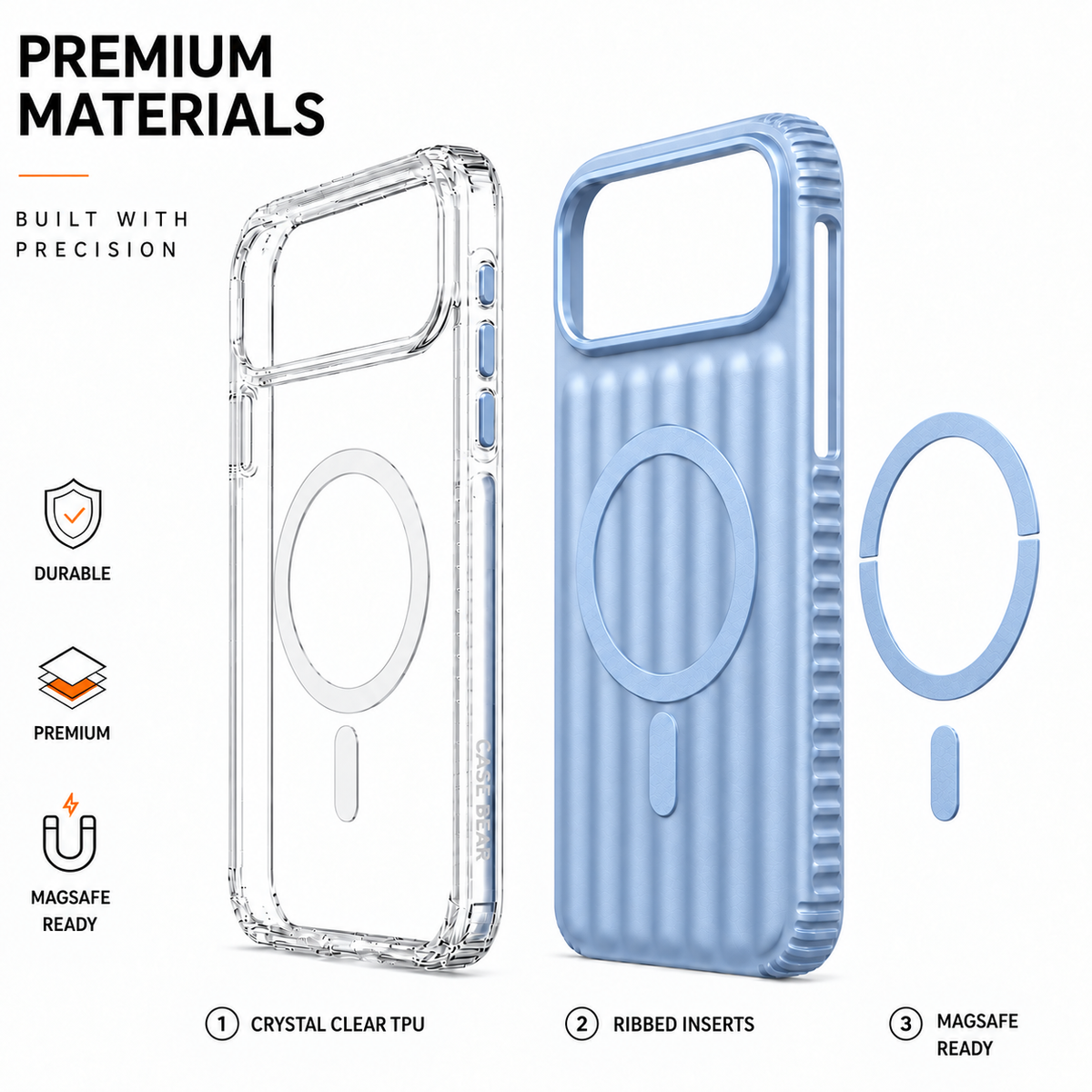 CaseBear Ribbed MagSafe Case for iPhone 18 Pro Max - Glacier