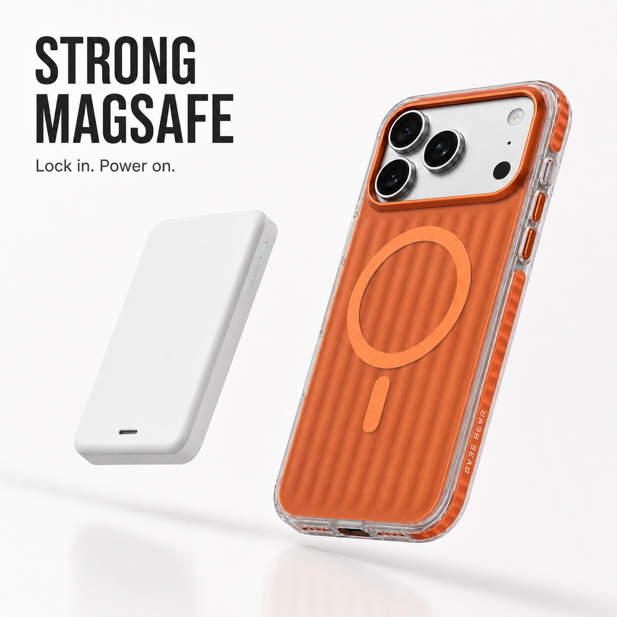 CaseBear Ribbed MagSafe Case for iPhone 17 Pro Orange - reinforced corner and drop protection detail