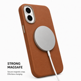 CaseBear Leather Case for iPhone 16 Classic Brown - reinforced corner protection detail