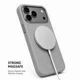 CaseBear Leather Case for iPhone 17 Pro Grey - reinforced corner protection detail