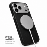 CaseBear Leather Case for iPhone 17 Pro Max Midnight Black - reinforced corner protection detail