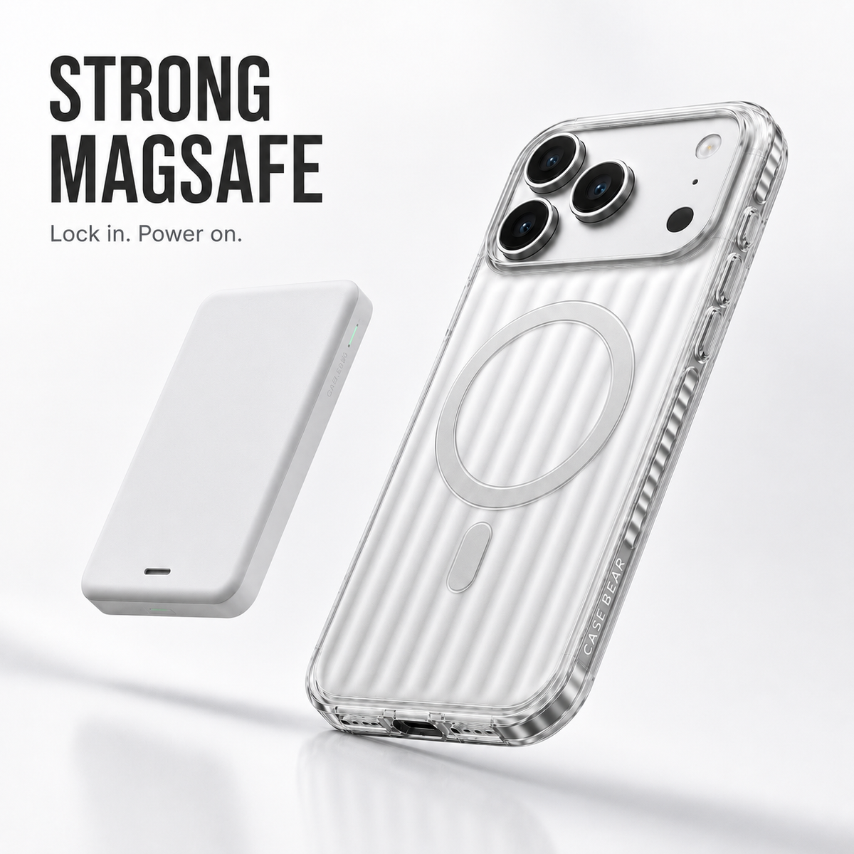 CaseBear Ribbed MagSafe Case for iPhone 17 Pro Max Silver - reinforced corner and drop protection detail