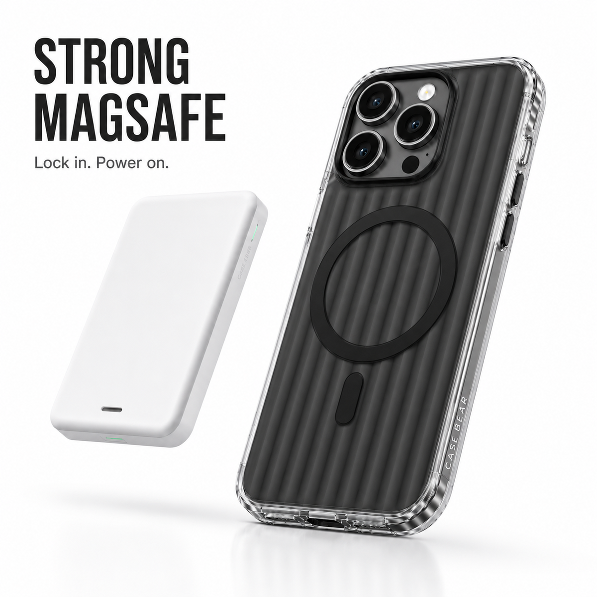 CaseBear Ribbed MagSafe Case for iPhone 16 Pro Max Black - reinforced corner and drop protection detail