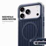 CaseBear Ribbed MagSafe Case for iPhone 17 Pro Max Deep Blue - reinforced corner and drop protection detail