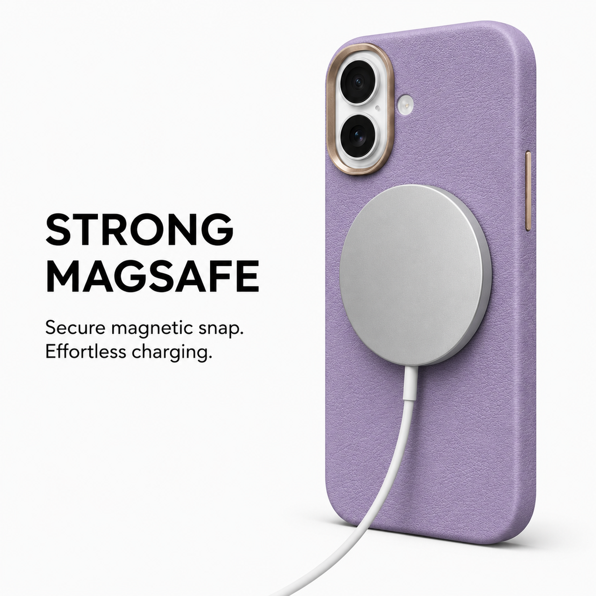 CaseBear Leather Case for iPhone 17 Royal Purple - reinforced corner protection detail