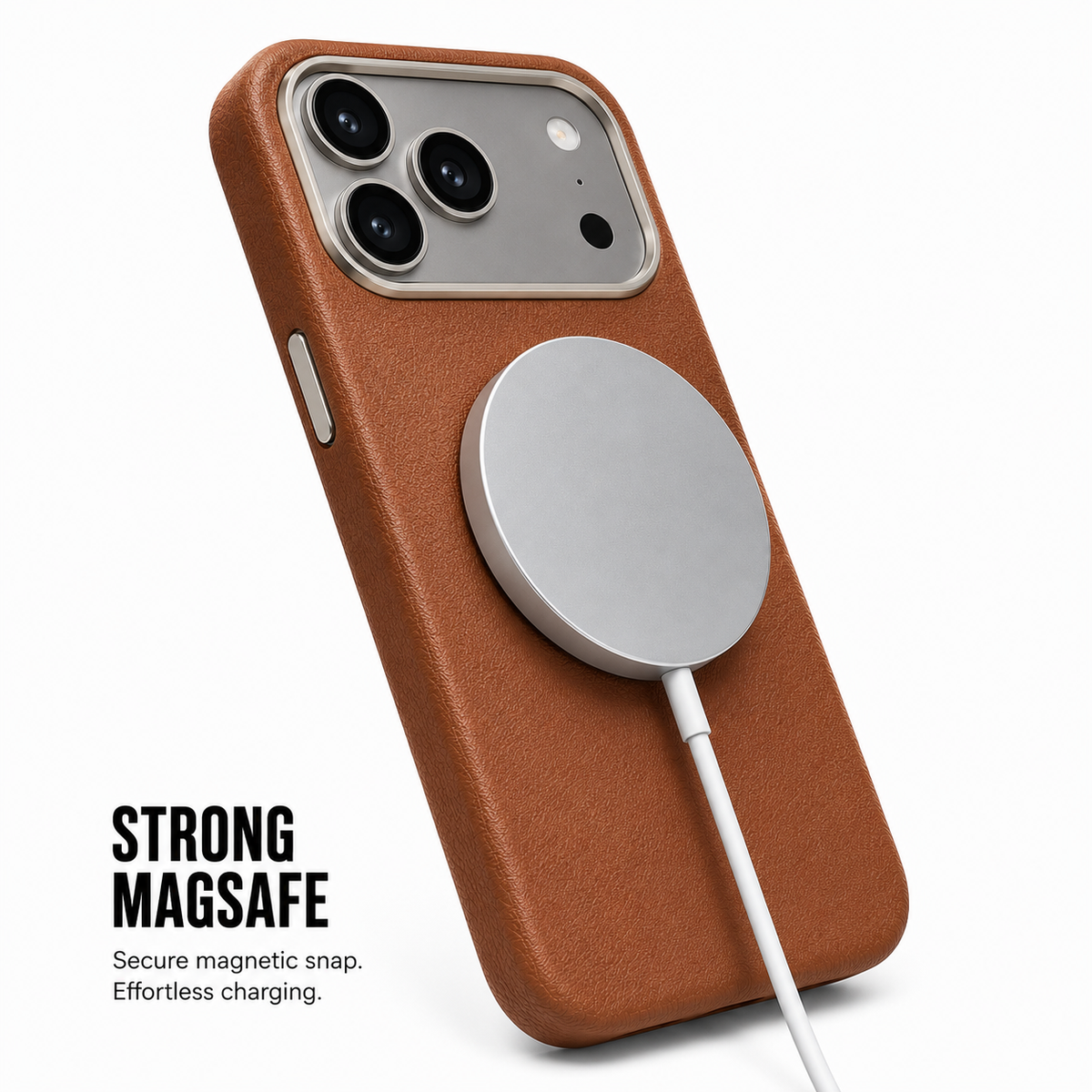 CaseBear Leather Case for iPhone 17 Pro Classic Brown - reinforced corner protection detail