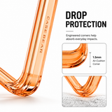CaseBear Anti-Yellow Clear Case for iPhone 17 Pro Max Orange With Sensor Flash Guard - reinforced corner and drop protection detail