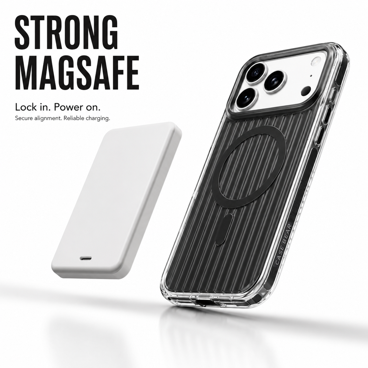 CaseBear Ribbed MagSafe Case for iPhone 17 Pro Max Black - reinforced corner and drop protection detail
