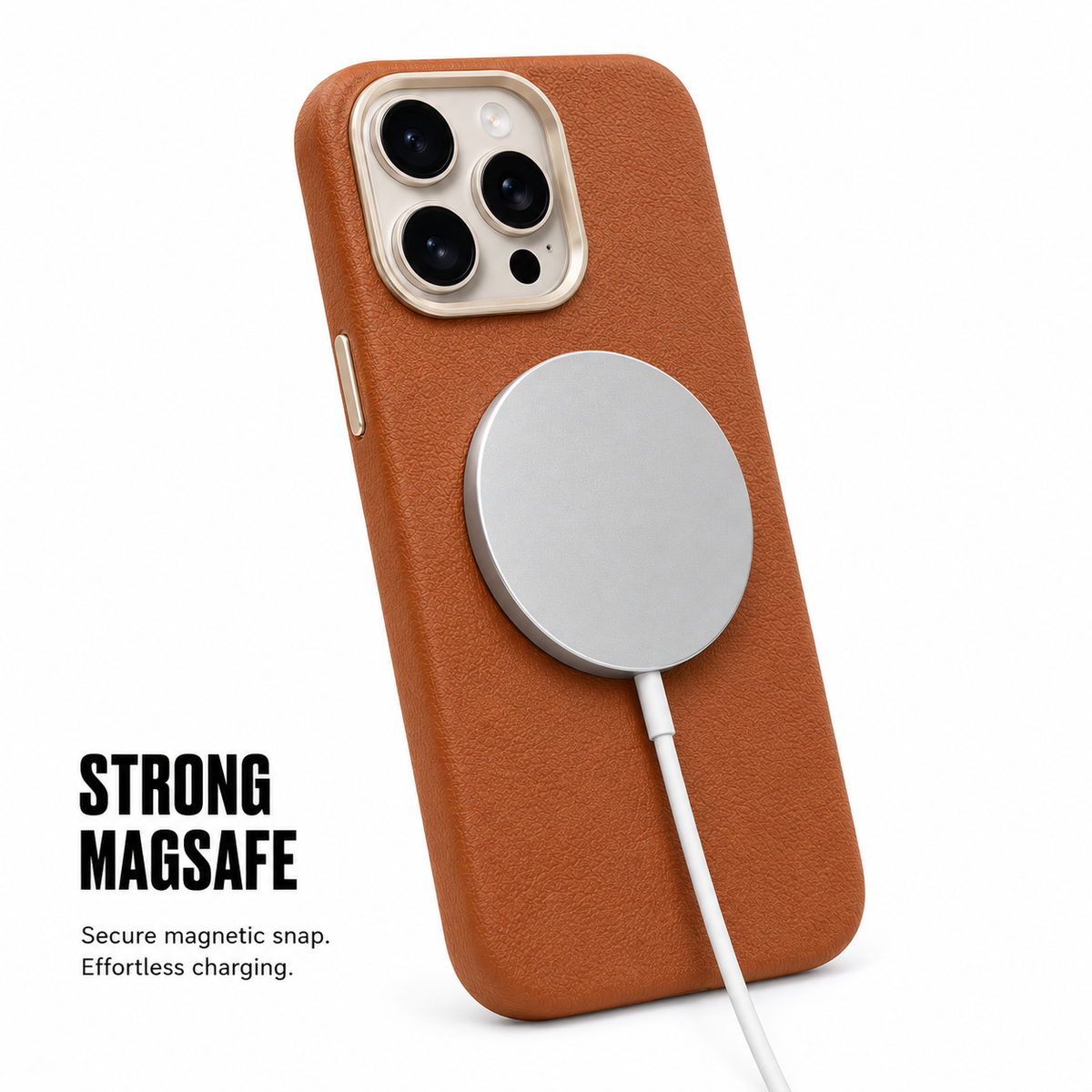 CaseBear Leather Case for iPhone 15 Pro Max Classic Brown - reinforced corner protection detail