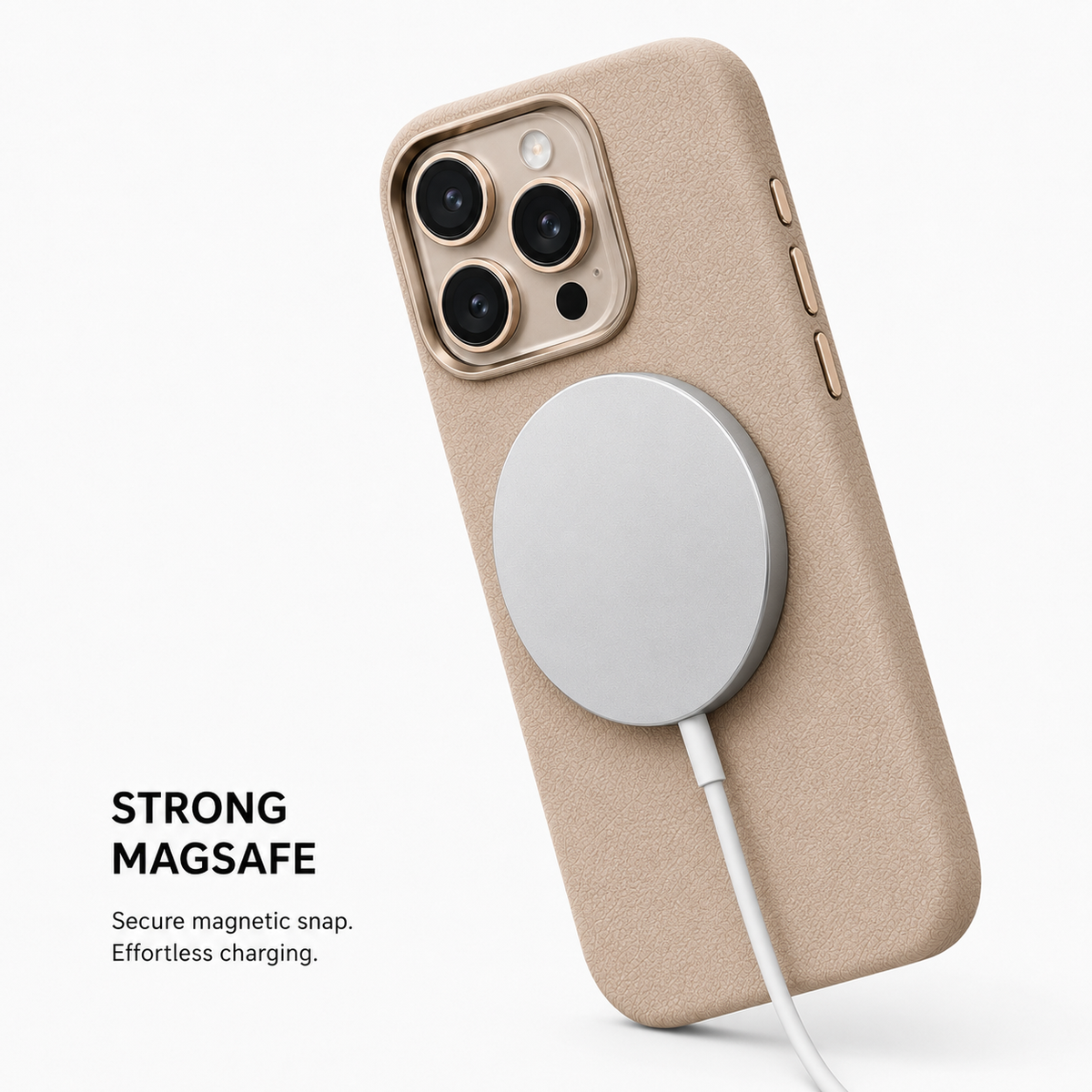 CaseBear Leather Case for iPhone 16 Pro Max Royal Gold - reinforced corner protection detail