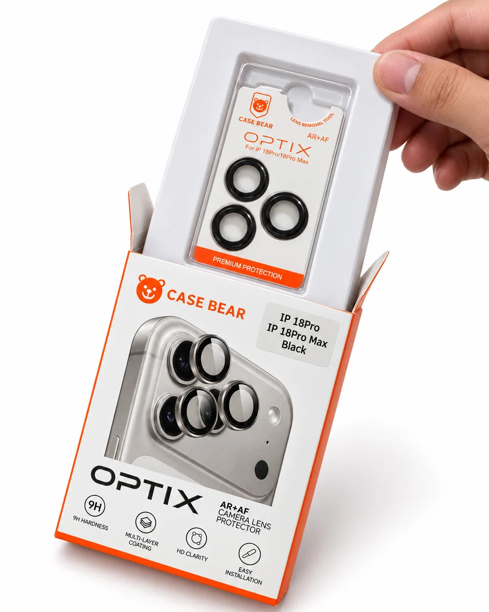 CaseBear Optix camera lens protector packaging and installation tray