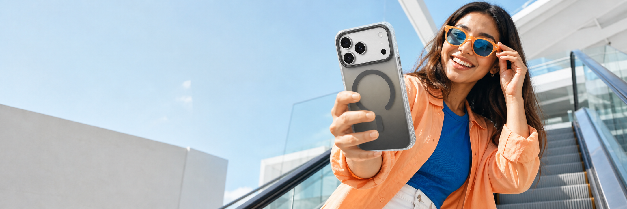Model using a CaseBear Gradient MagSafe case for iPhone 17 Pro Max